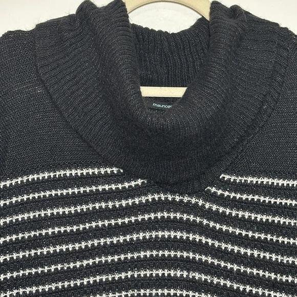 Maurice’s Black and White Striped Cowl Neck Short Sleeve Women's Sweater Size L - Picture 2 of 7